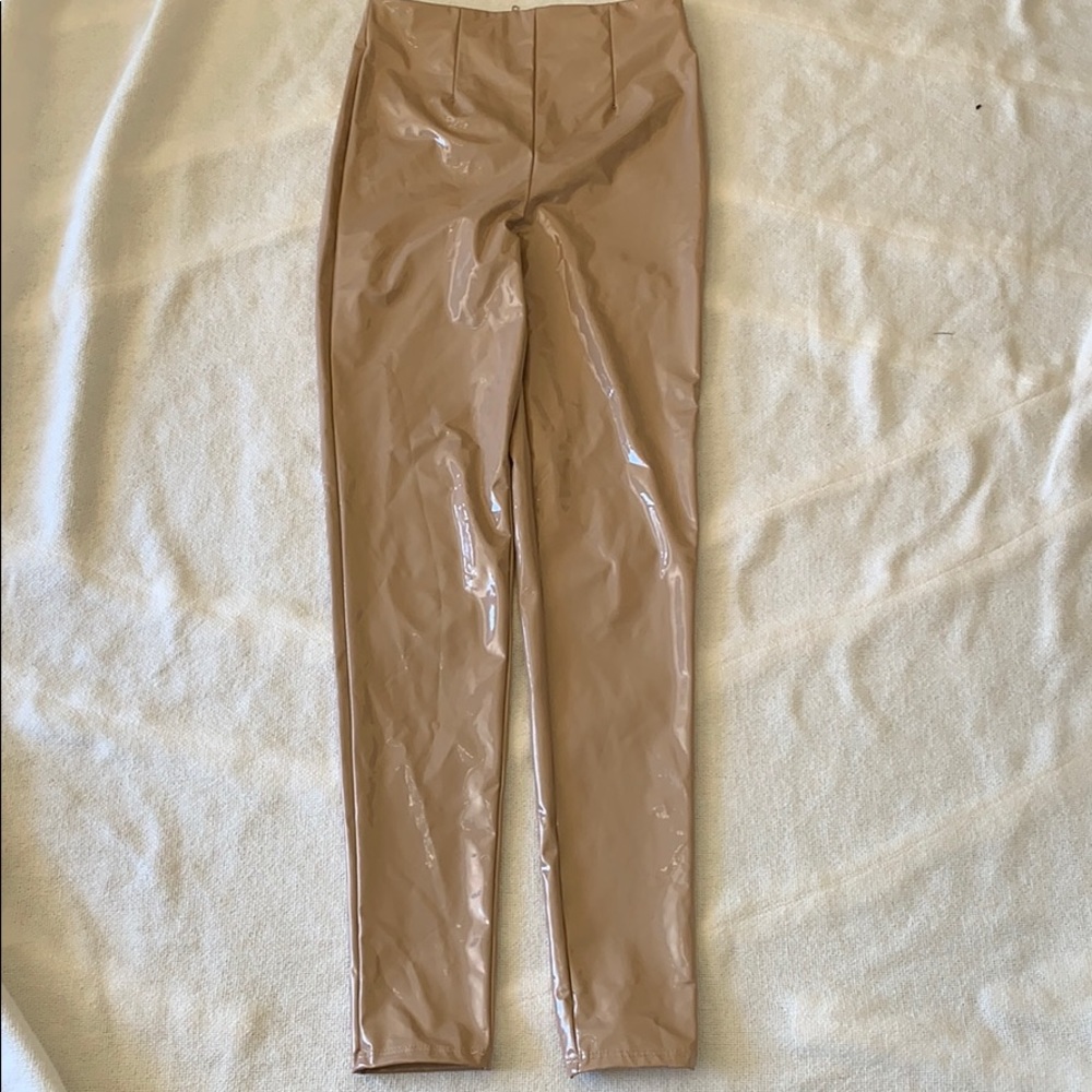 Vinyl Pants - Nude - Forever 21 - sz xs
